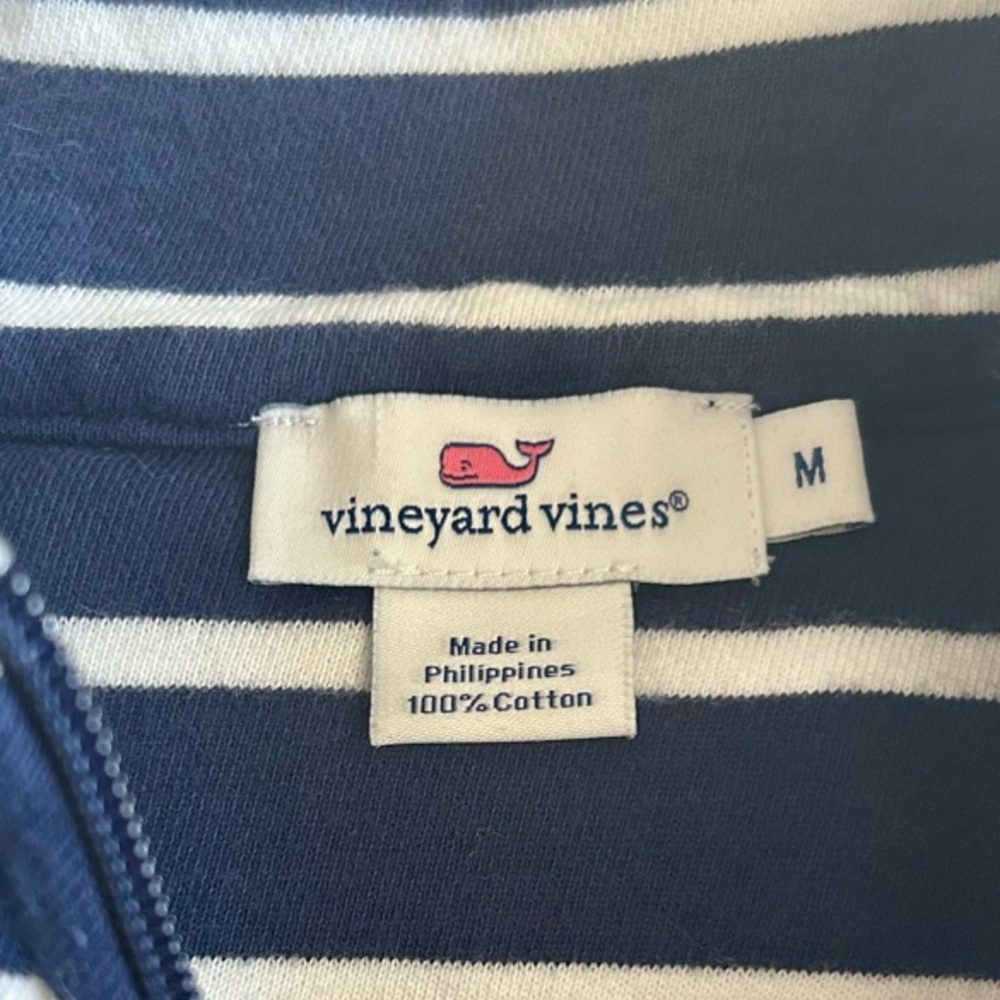 Vineyard Vines Navy and White Striped Quarter-Zip - Picture 4 of 6